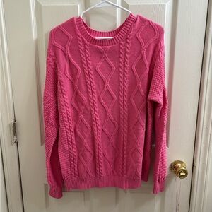 Hollister Vibrant Pink Cable Knit Sweater